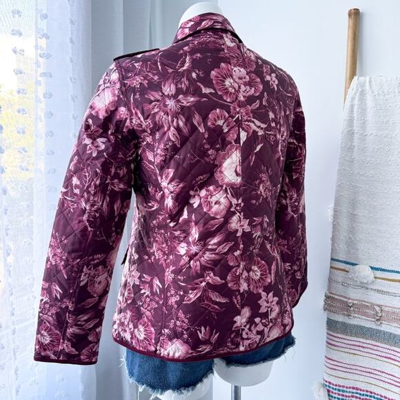 Talbots Splendid Floral Purple Lightweight Quilted Barn Jacket Women’s Large - Picture 4 of 10